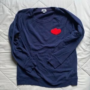 Old Navy women's navy blue crew neck sweatshirt with heart patch, size medium